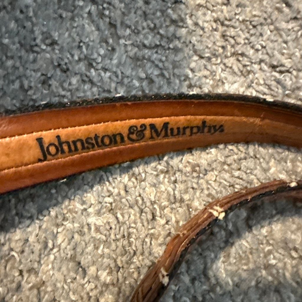 Johnston & Murphy Leather Belt Size 40 Brown Aniline Kipskin 4