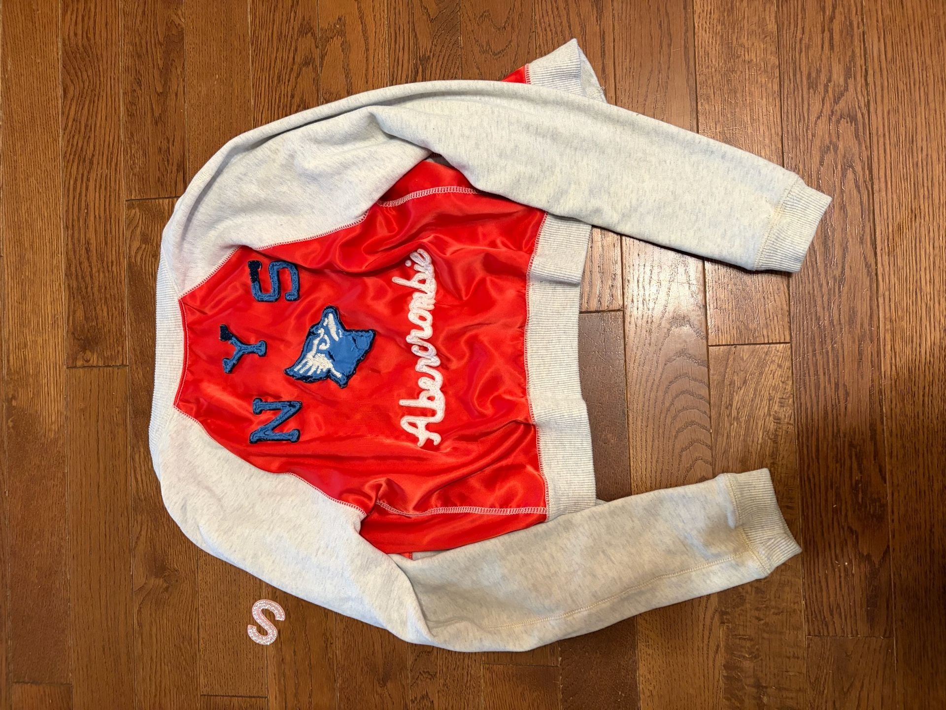 Abercrombie & Fitch Bomber Jacket Size M Red Gray Snap Up 4