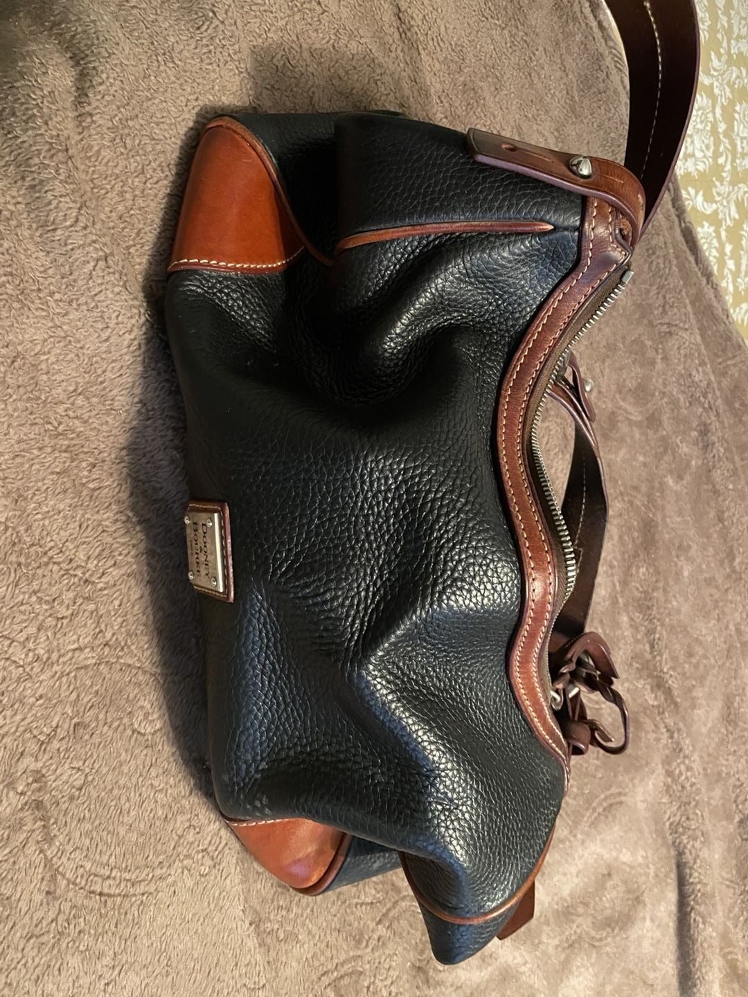 Dooney & Bourke Pebble Leather Shoulder Bag Black Brown 1
