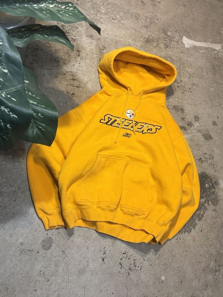 Reebok Pittsburgh Steelers NFL Hoodie Size M Yellow Embroidered Logo 2