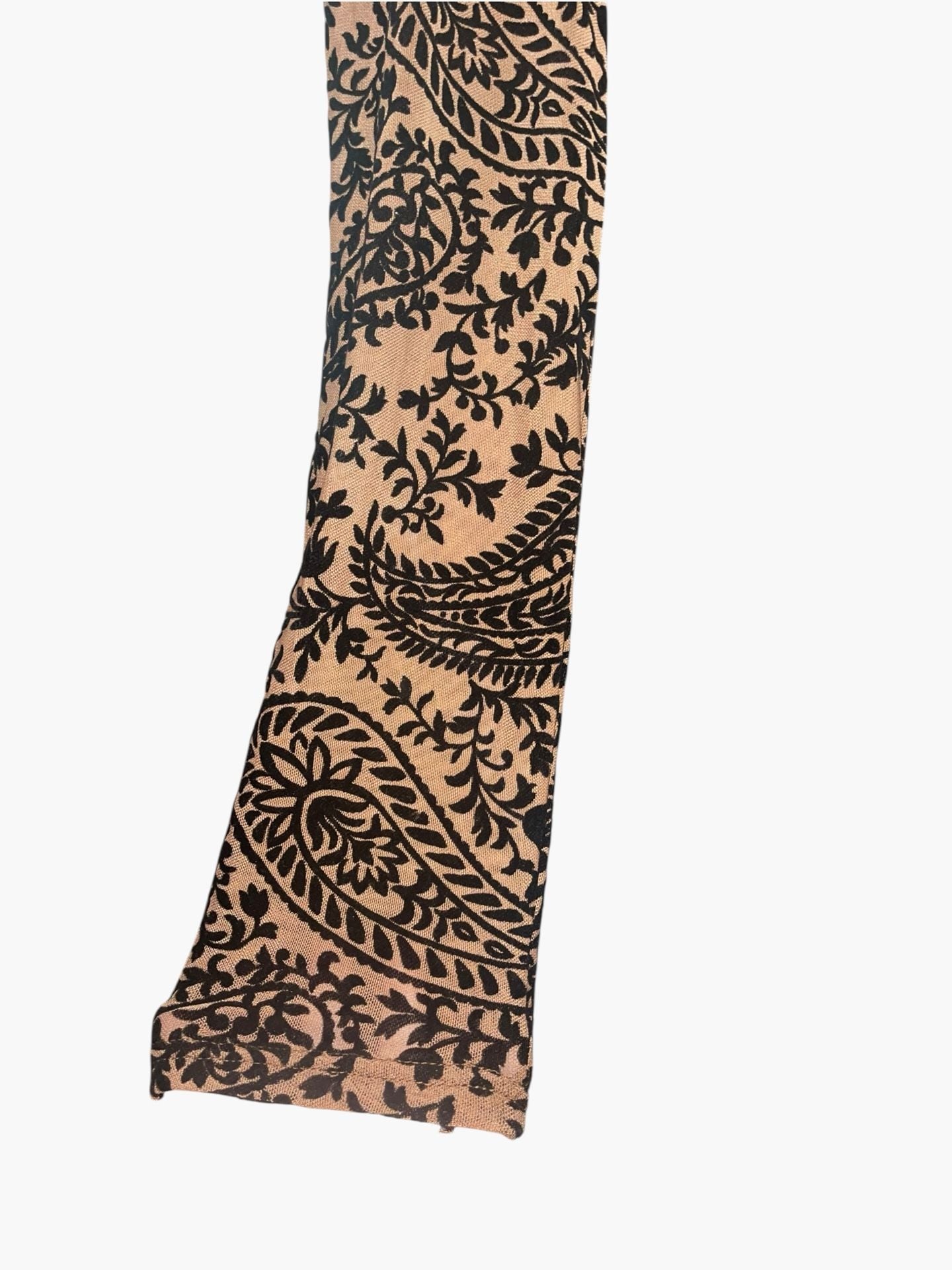 37 Orchard L NWOT Flocked Paisley Mesh Bodysuit Brown Black Y2K Sheer 5