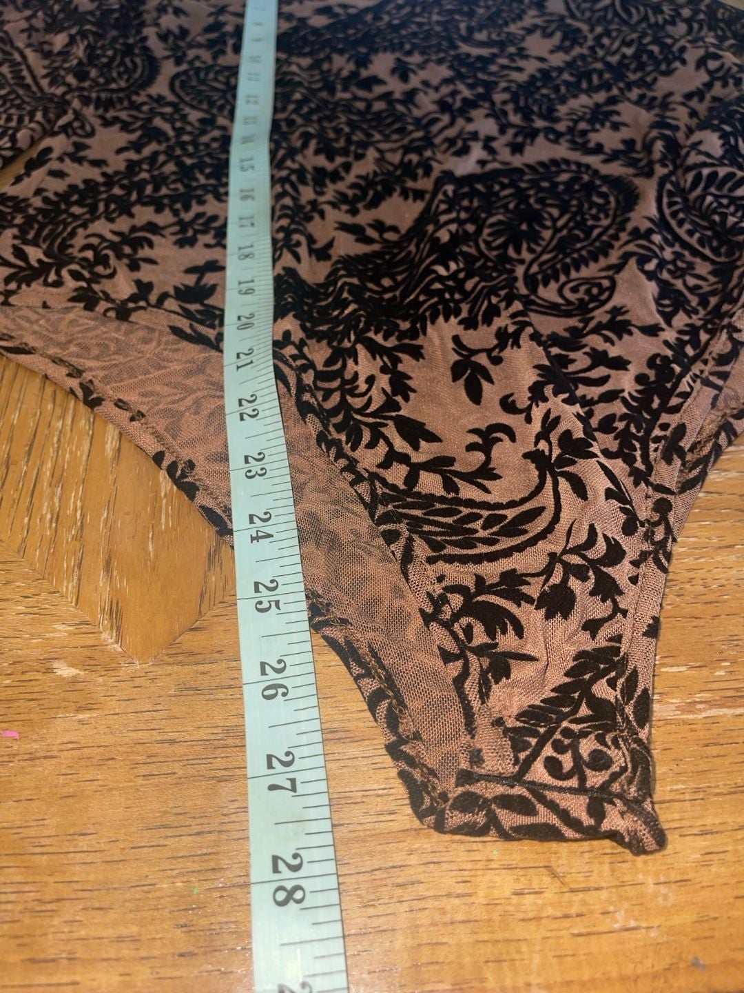 37 Orchard L NWOT Flocked Paisley Mesh Bodysuit Brown Black Y2K Sheer 10