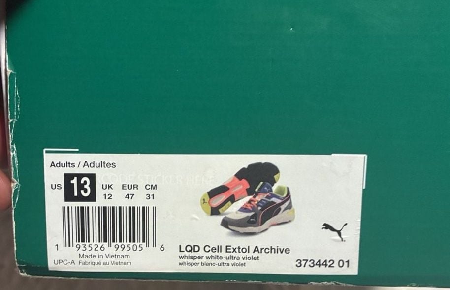 Puma LQD Cell Extol Archive Size 13 Sneakers Whisper White 5