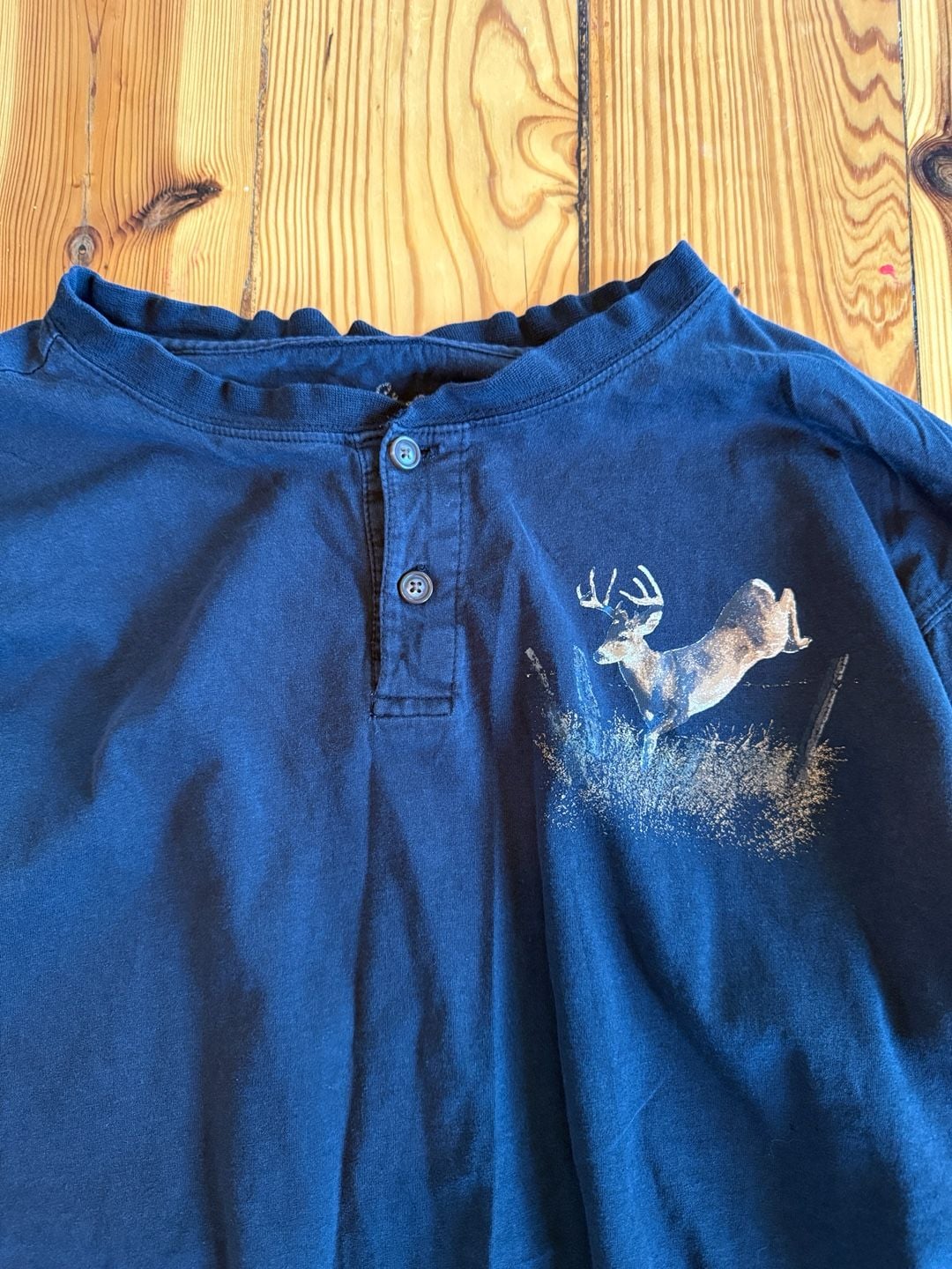 North River Outfitters Long Sleeve Henley Size M Deer Graphic Black 3