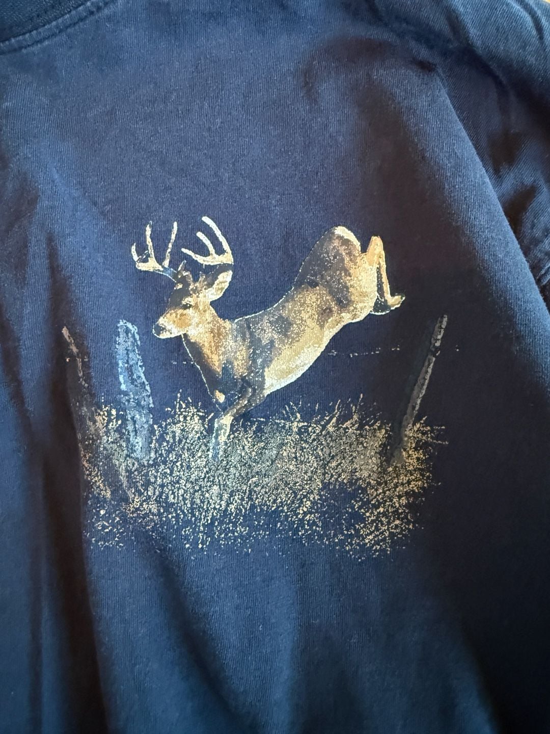North River Outfitters Long Sleeve Henley Size M Deer Graphic Black 4
