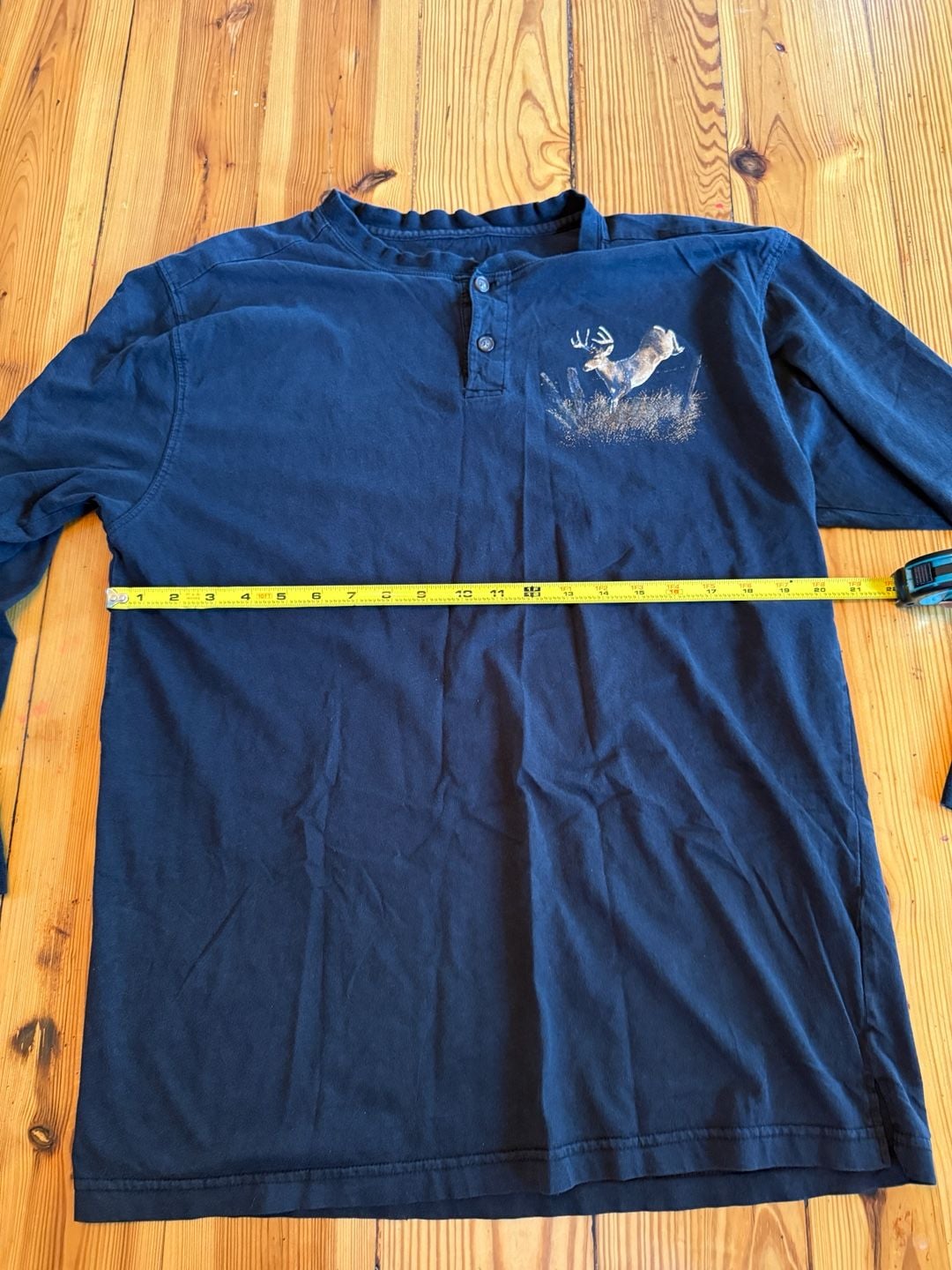 North River Outfitters Long Sleeve Henley Size M Deer Graphic Black 7