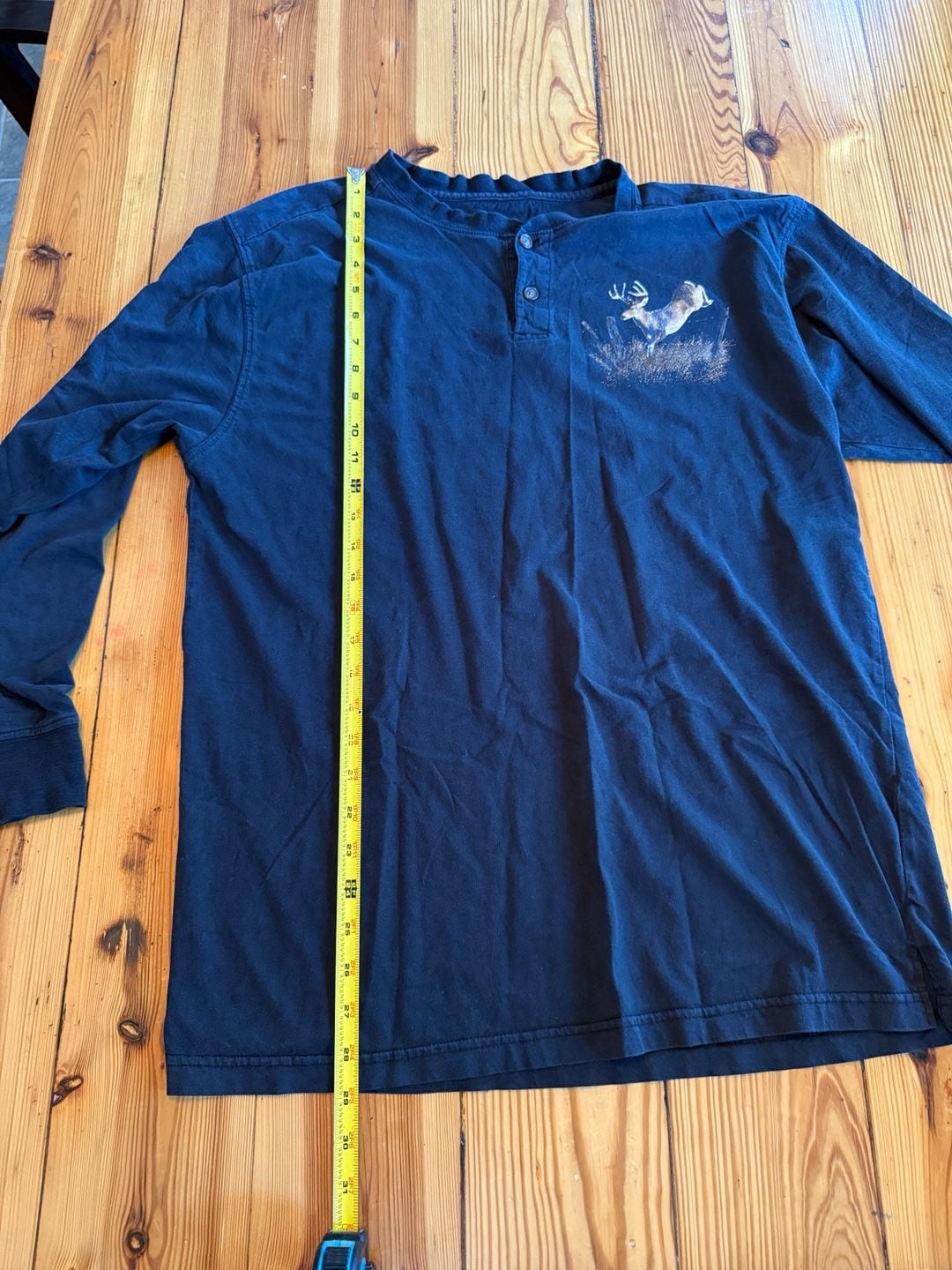 North River Outfitters Long Sleeve Henley Size M Deer Graphic Black 8