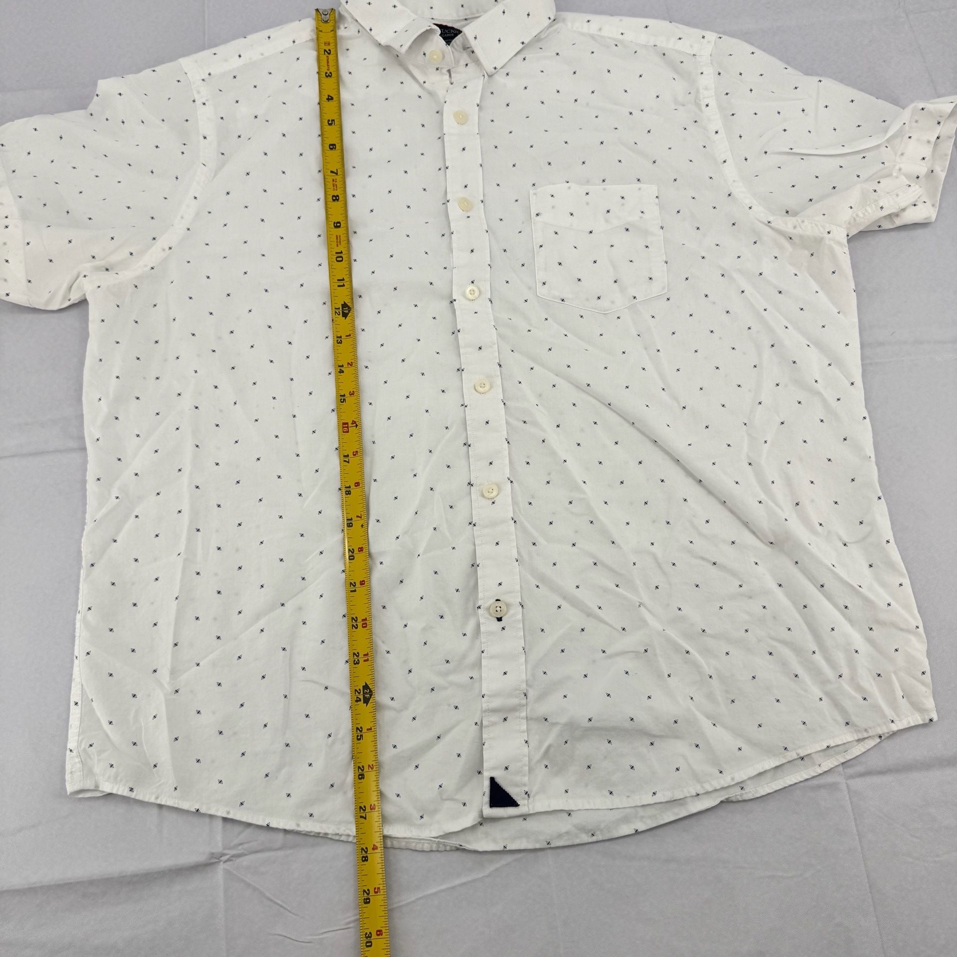 UNTUCKit Short Sleeve Button Up Shirt Size XL White Blue Print Cotton 5