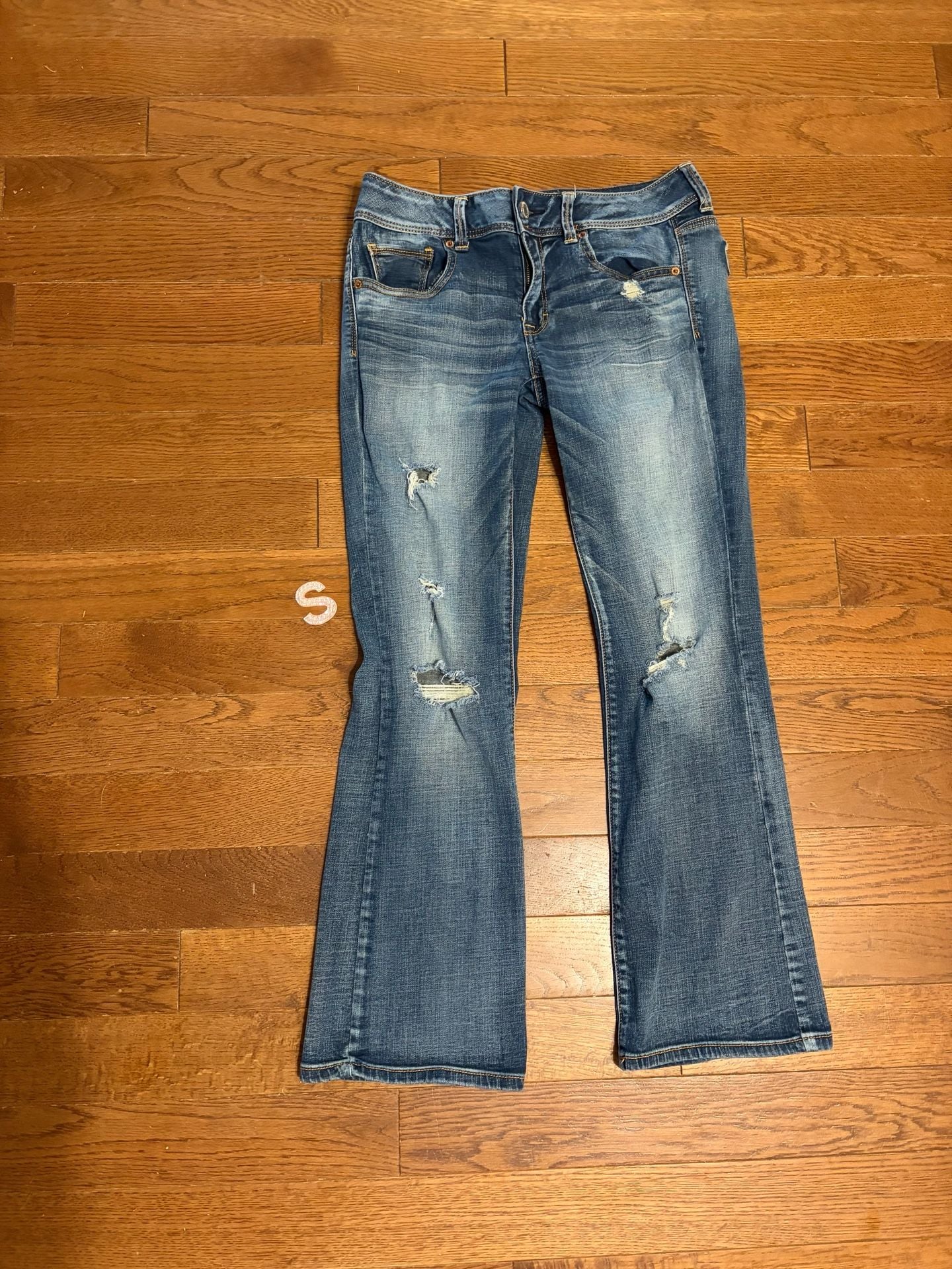 American Eagle Outfitters Kick Boot Jeans Size 8 Short Distressed 2