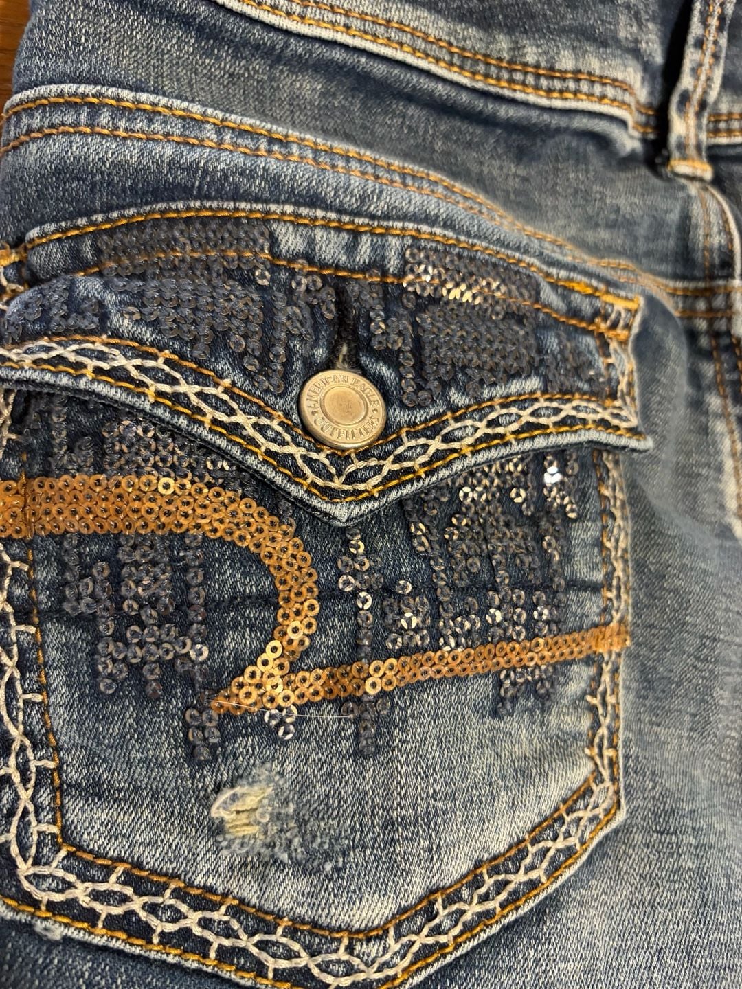 American Eagle Outfitters Kick Boot Jeans Size 8 Short Distressed 5