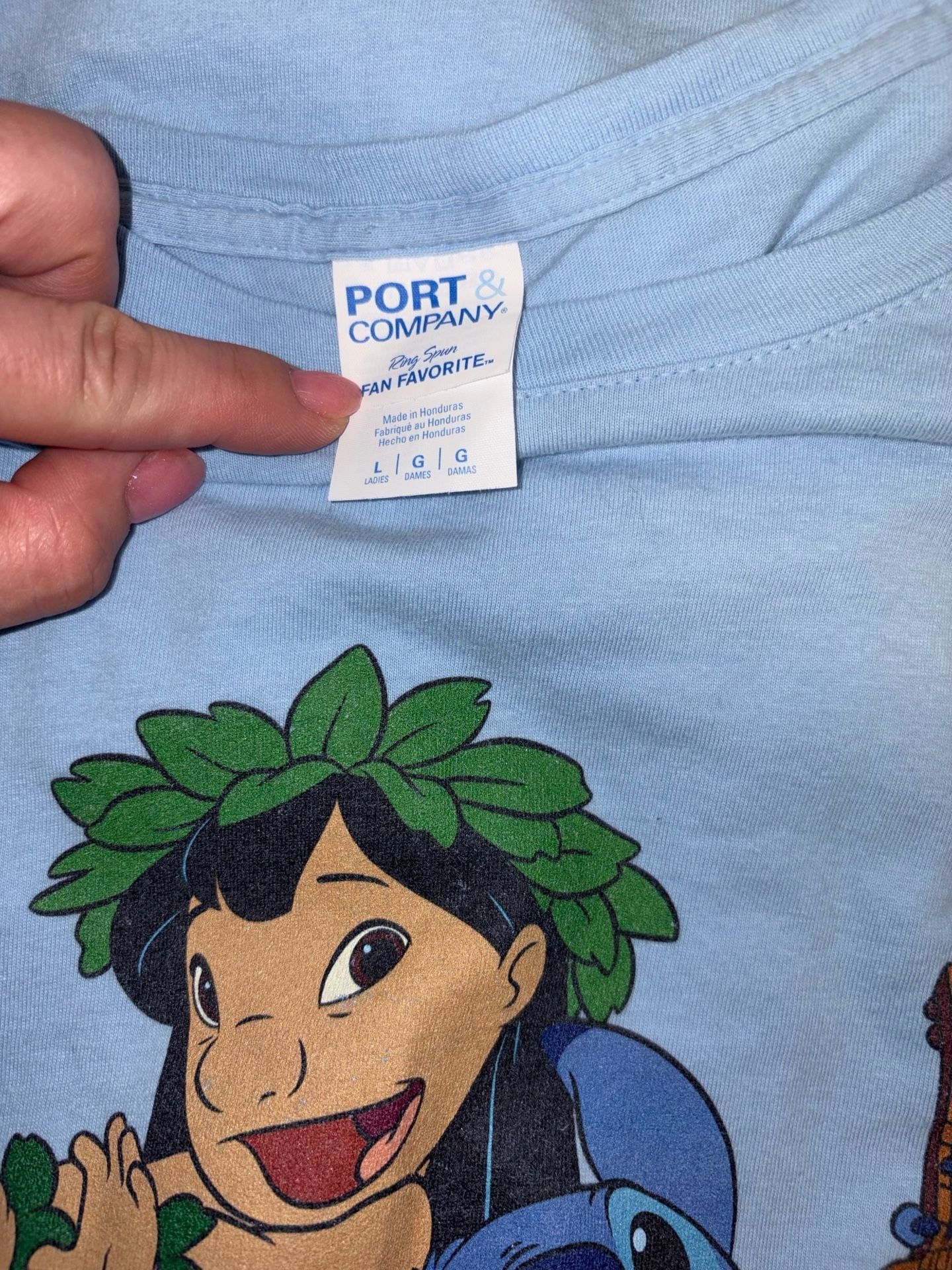 Port & Company Disney Lilo & Stitch T-Shirt Size Large Blue 3