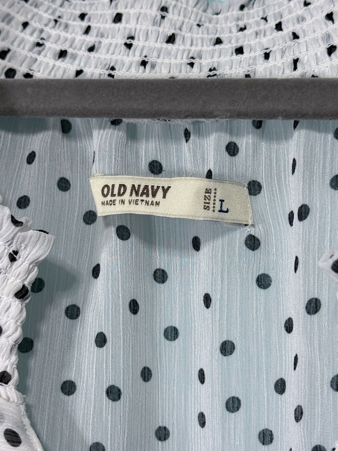 Old Navy Polka Dot Ruffle Blouse Size L White Black 4