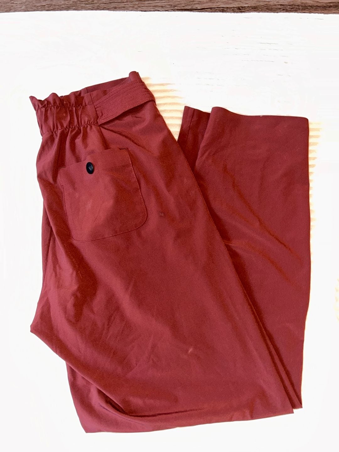 Athleta Skyline Pant Size 2 Red Paperbag Waist Tie Belt 2