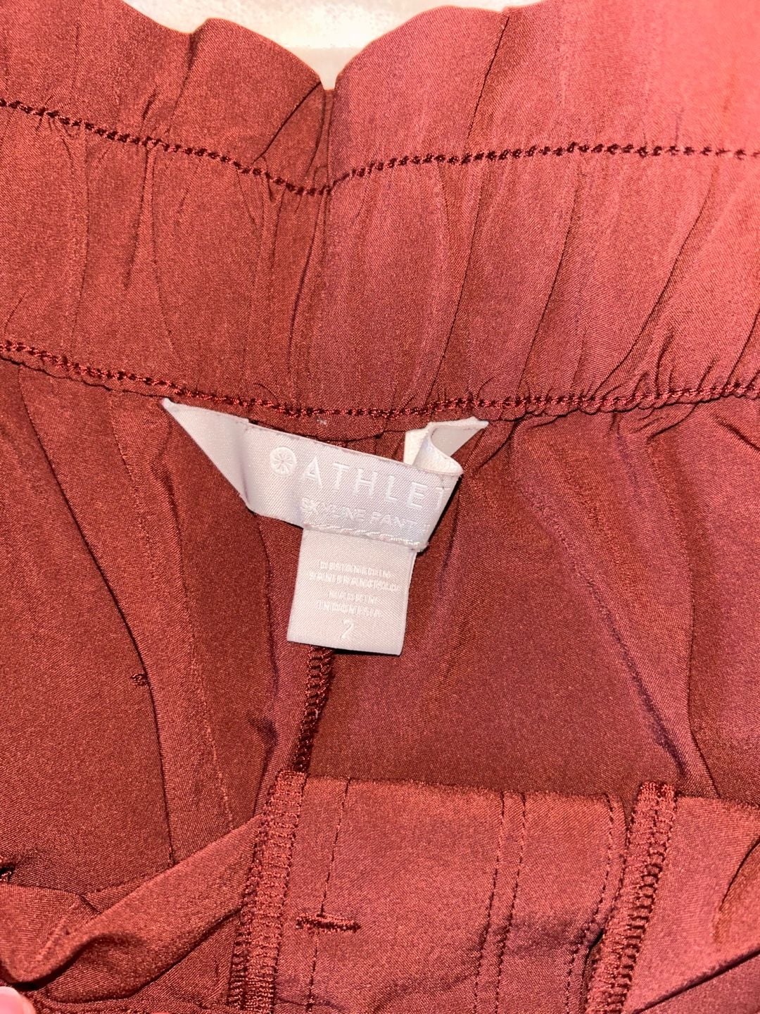Athleta Skyline Pant Size 2 Red Paperbag Waist Tie Belt 3