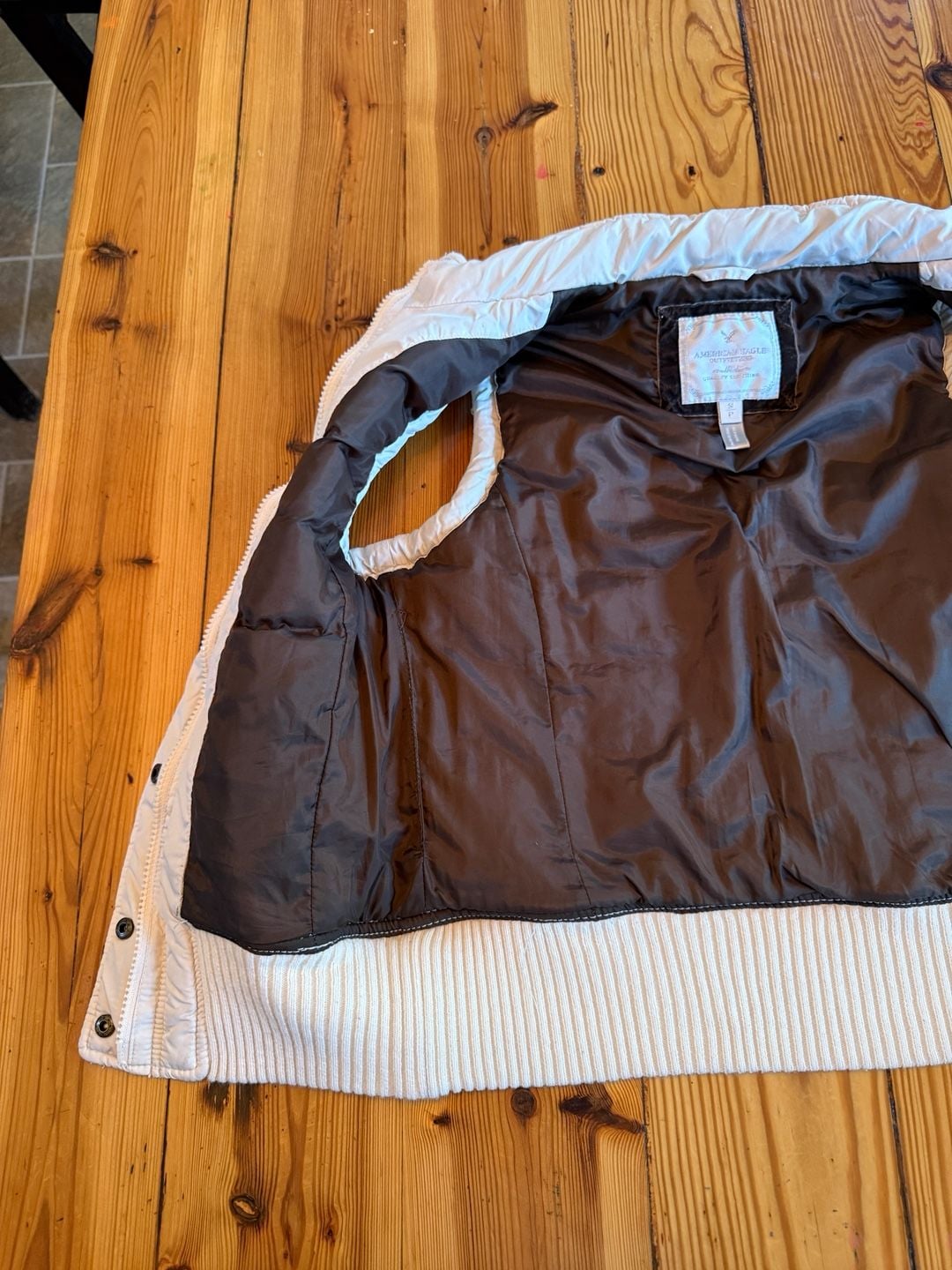 American Eagle Outfitters Quilted Puffer Vest Size S White NEEDS ZIPPER 5