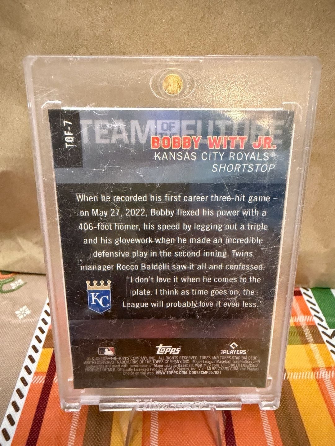 2022 Topps Stadium Club Chrome Bobby Witt Jr. Team of the Future Rookie 2