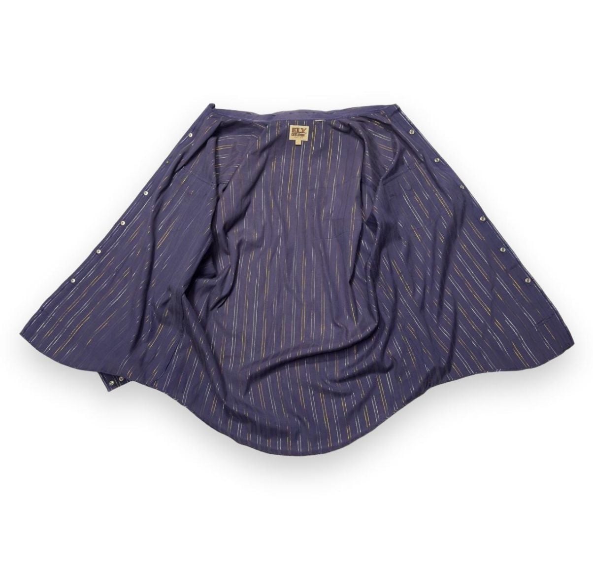 Ely Cattleman Western Shirt Size 17 34 Purple Metallic Striped Snap 3