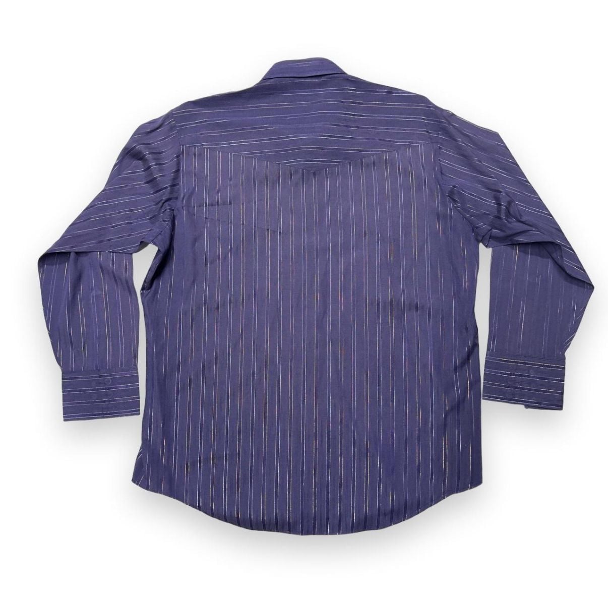 Ely Cattleman Western Shirt Size 17 34 Purple Metallic Striped Snap 4