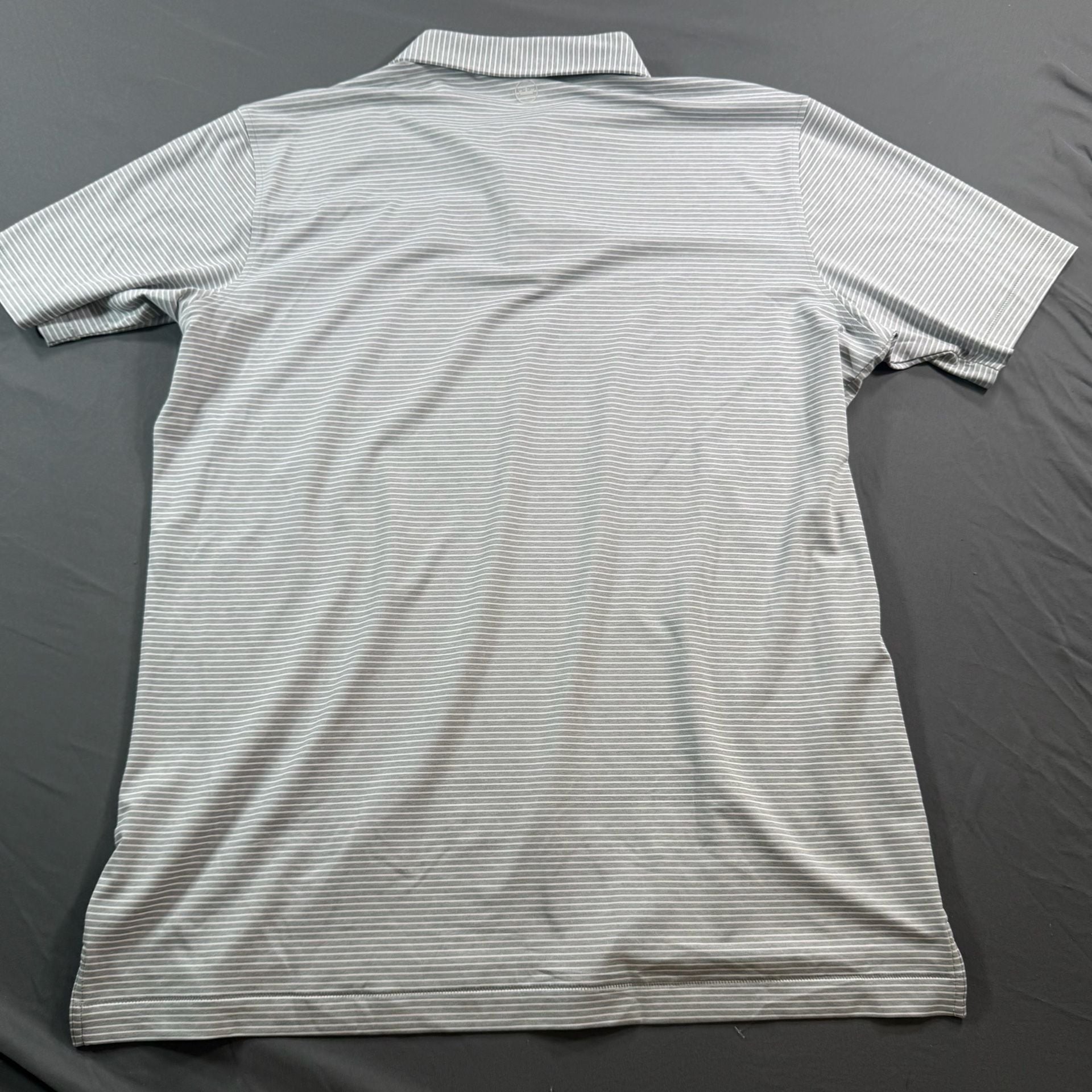 Peter Millar Crown Crafted Polo Shirt Mens XL Gray White Stripe Tailored Fit NWT 10