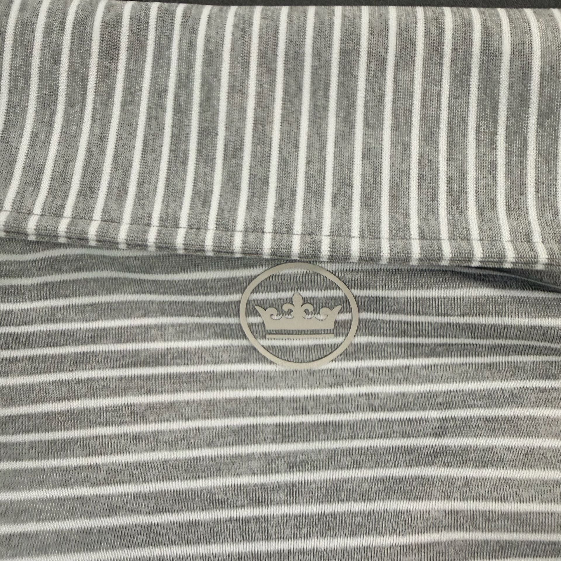 Peter Millar Crown Crafted Polo Shirt Mens XL Gray White Stripe Tailored Fit NWT 11