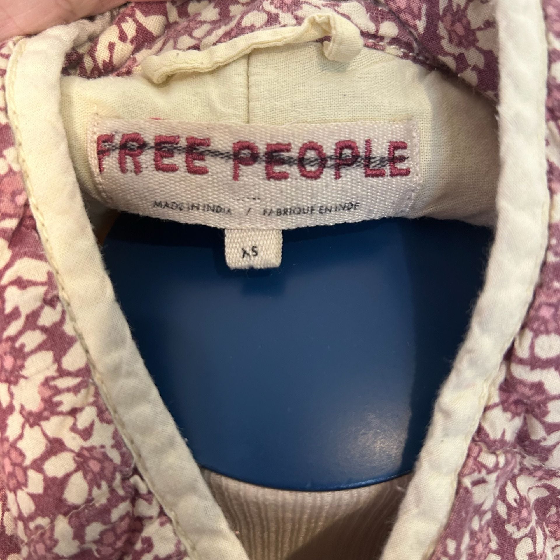 Free People Quilted Jacket Size XS Purple Floral Print Cropped 7