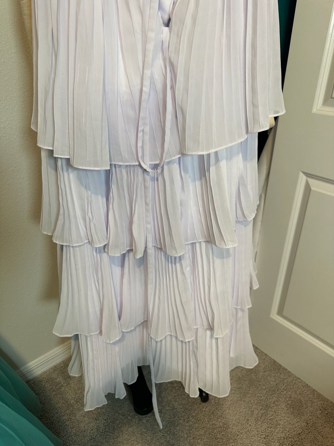 Lavender Strapless Sweetheart Tiered Chiffon Formal Bridesmaid Gown Size 8 6
