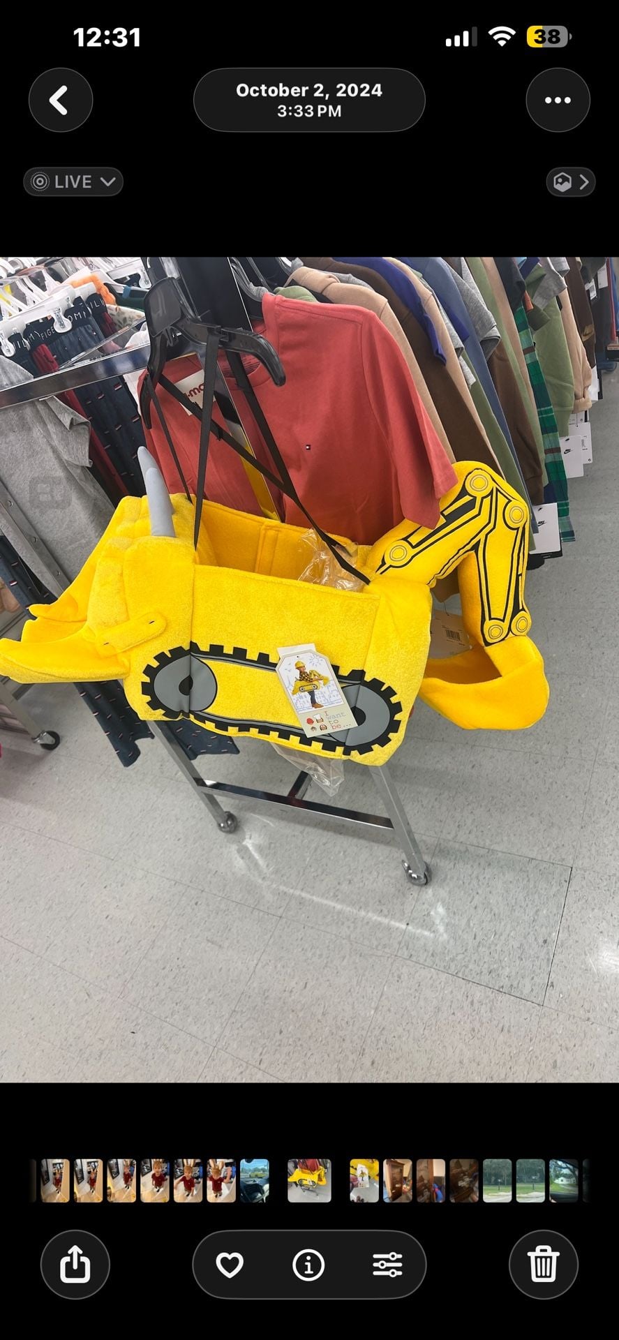 I Want To Be... Excavator Ride-On Costume Yellow 3
