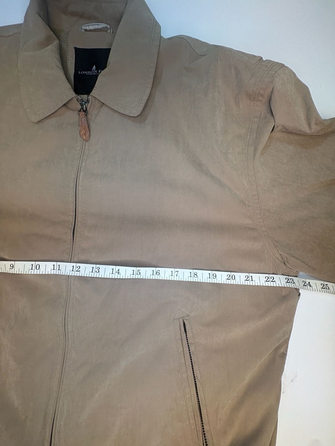 London Fog Men’s Khaki Tan Harrington Bomber Jacket Full Zip Size M 6