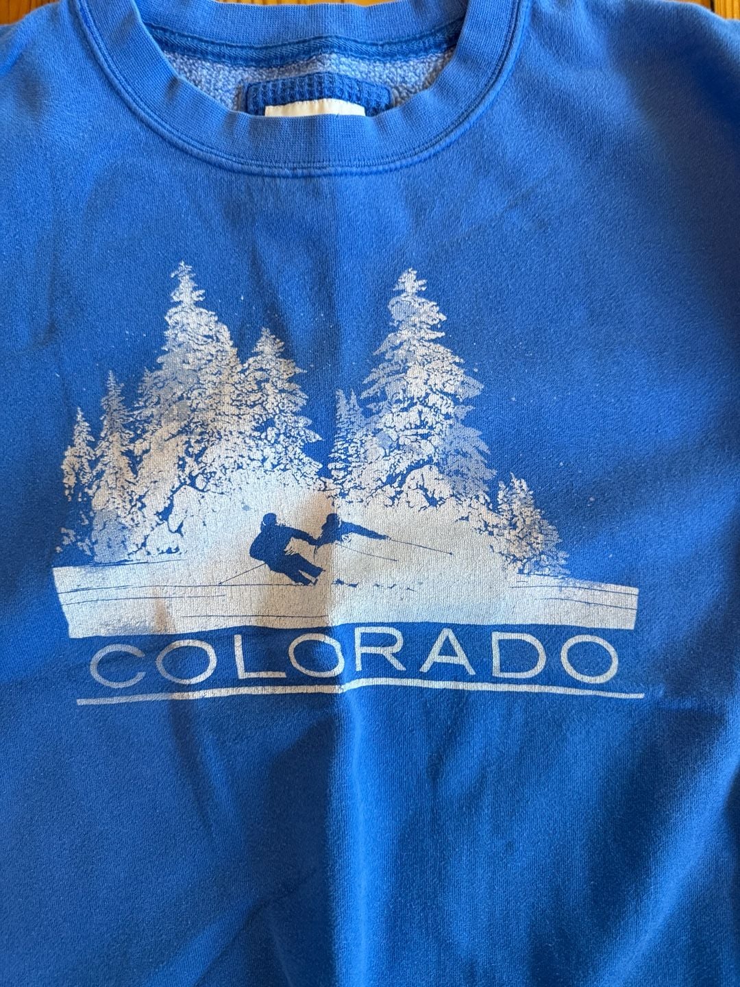 American Eagle Colorado Ski Sweatshirt Size XS Blue Graphic Pullover 3