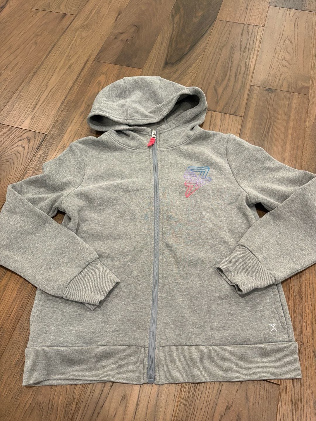 Xersion Zip Up Hoodie XL 16 Gray Cotton Blend Logo Graphic 2
