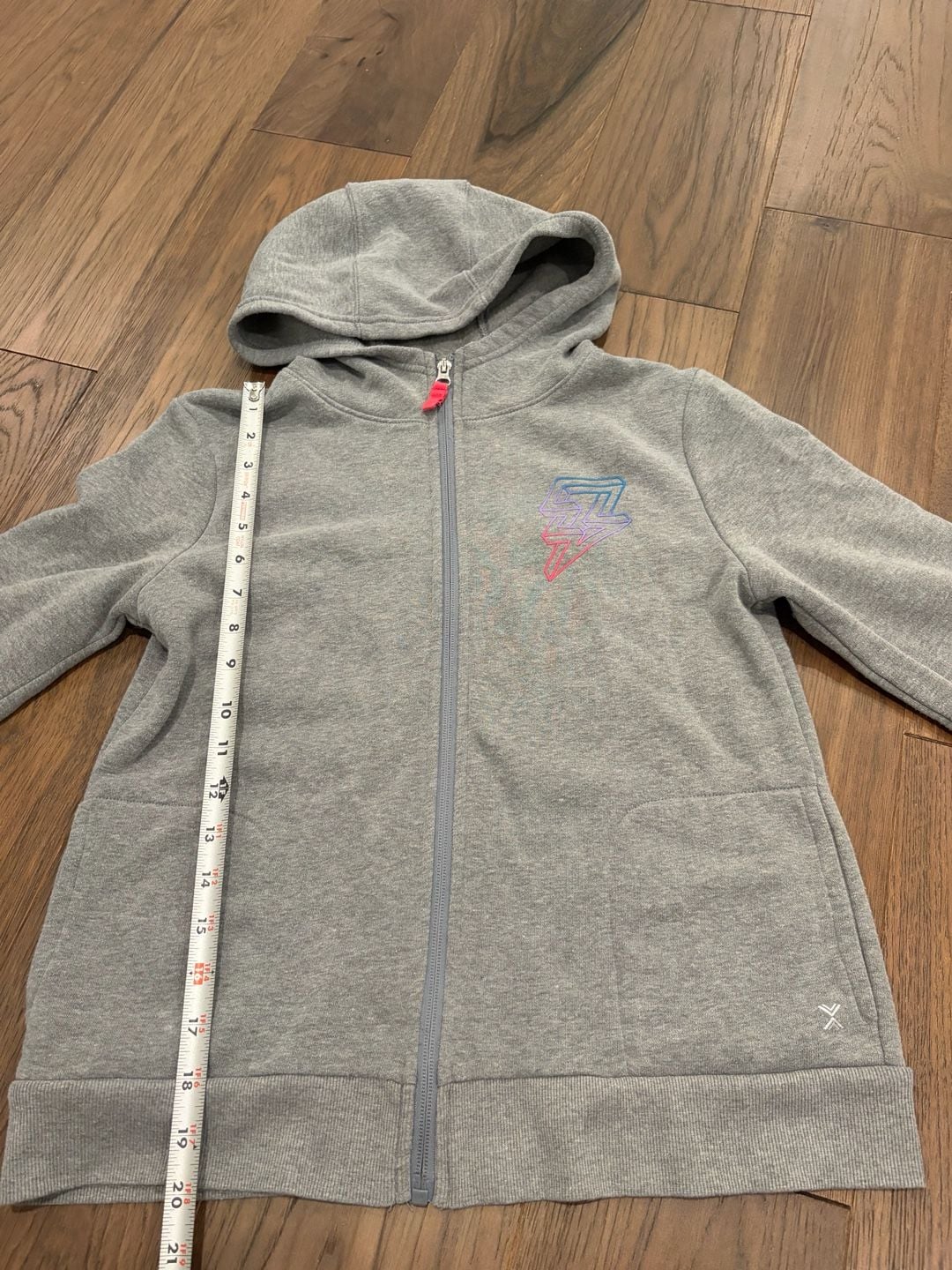 Xersion Zip Up Hoodie XL 16 Gray Cotton Blend Logo Graphic 3