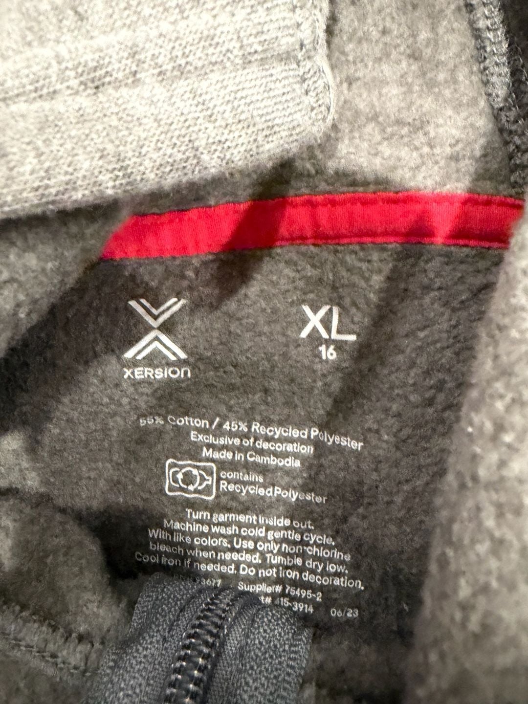 Xersion Zip Up Hoodie XL 16 Gray Cotton Blend Logo Graphic 5