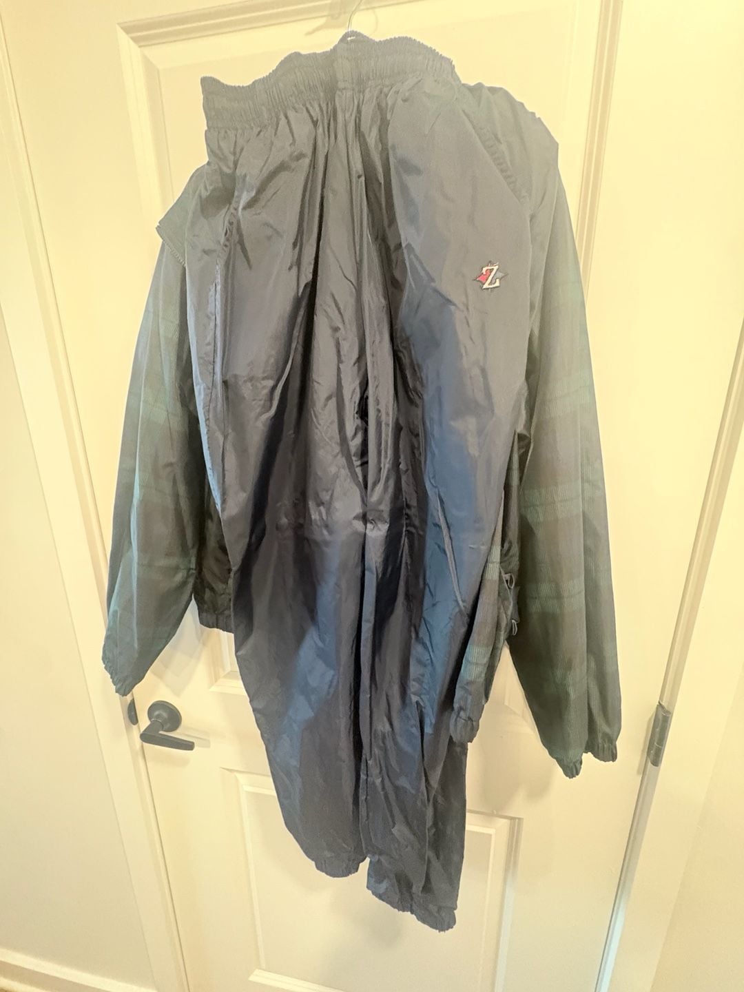 Jerzees Plaid Windbreaker Jacket Size S Green Blue Full Zip Vintage 3