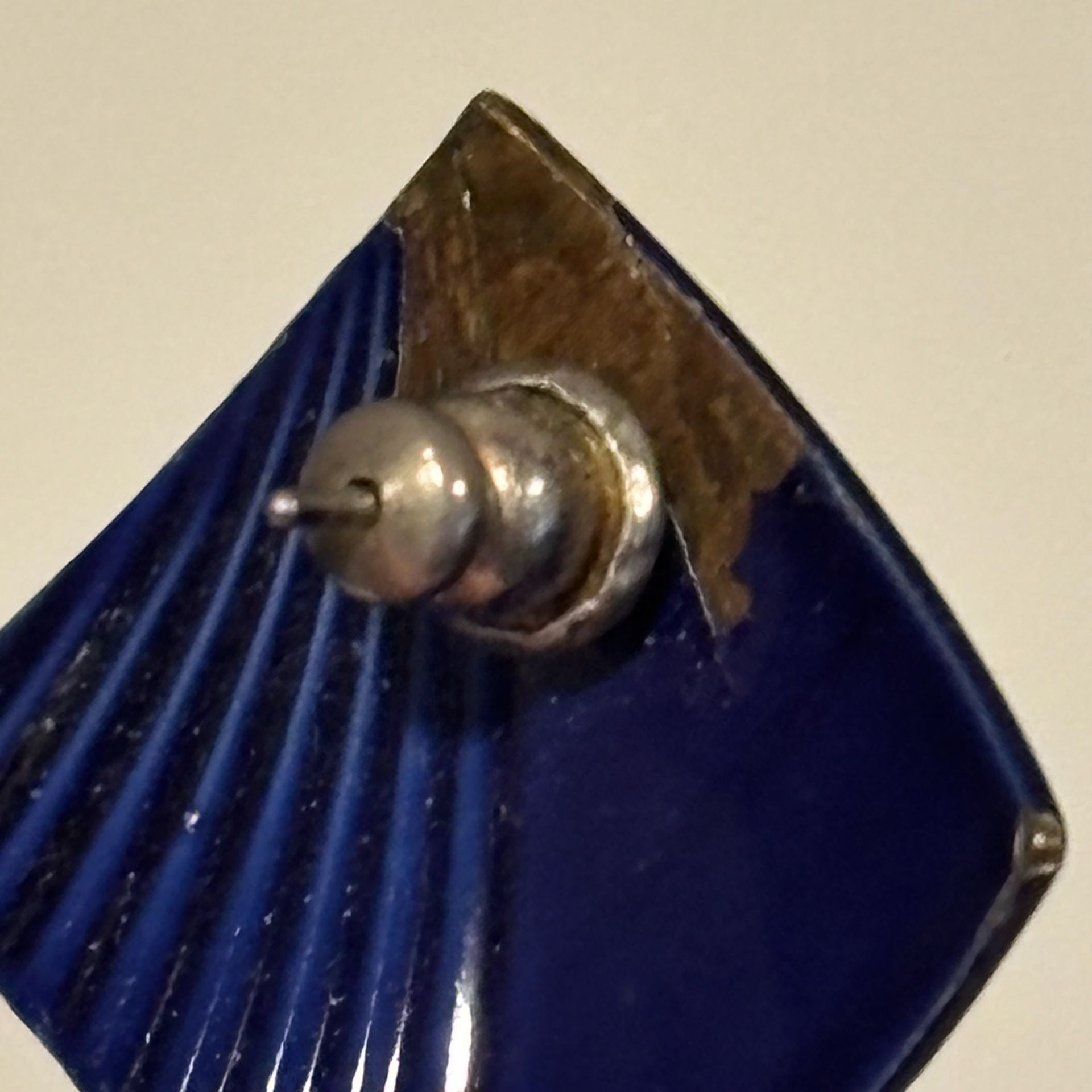 Vintage Blue Fluted Square Post Earrings 6