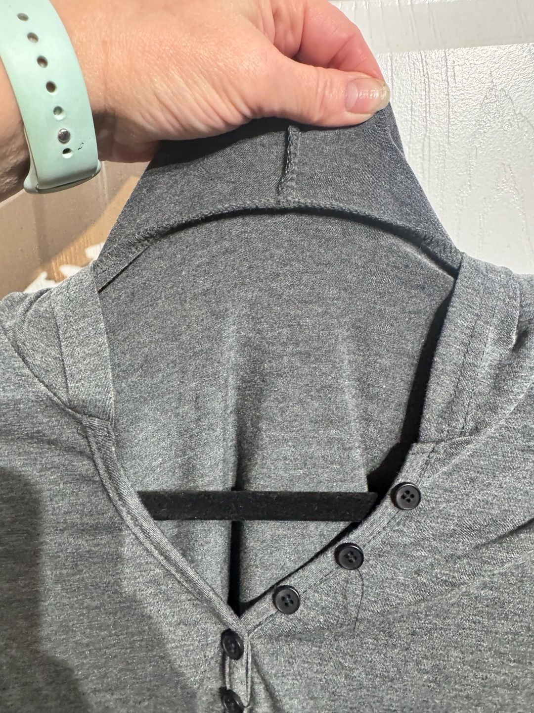 Gray Lightweight Button-Front Hooded Long Sleeve Cropped Pajama Top 4