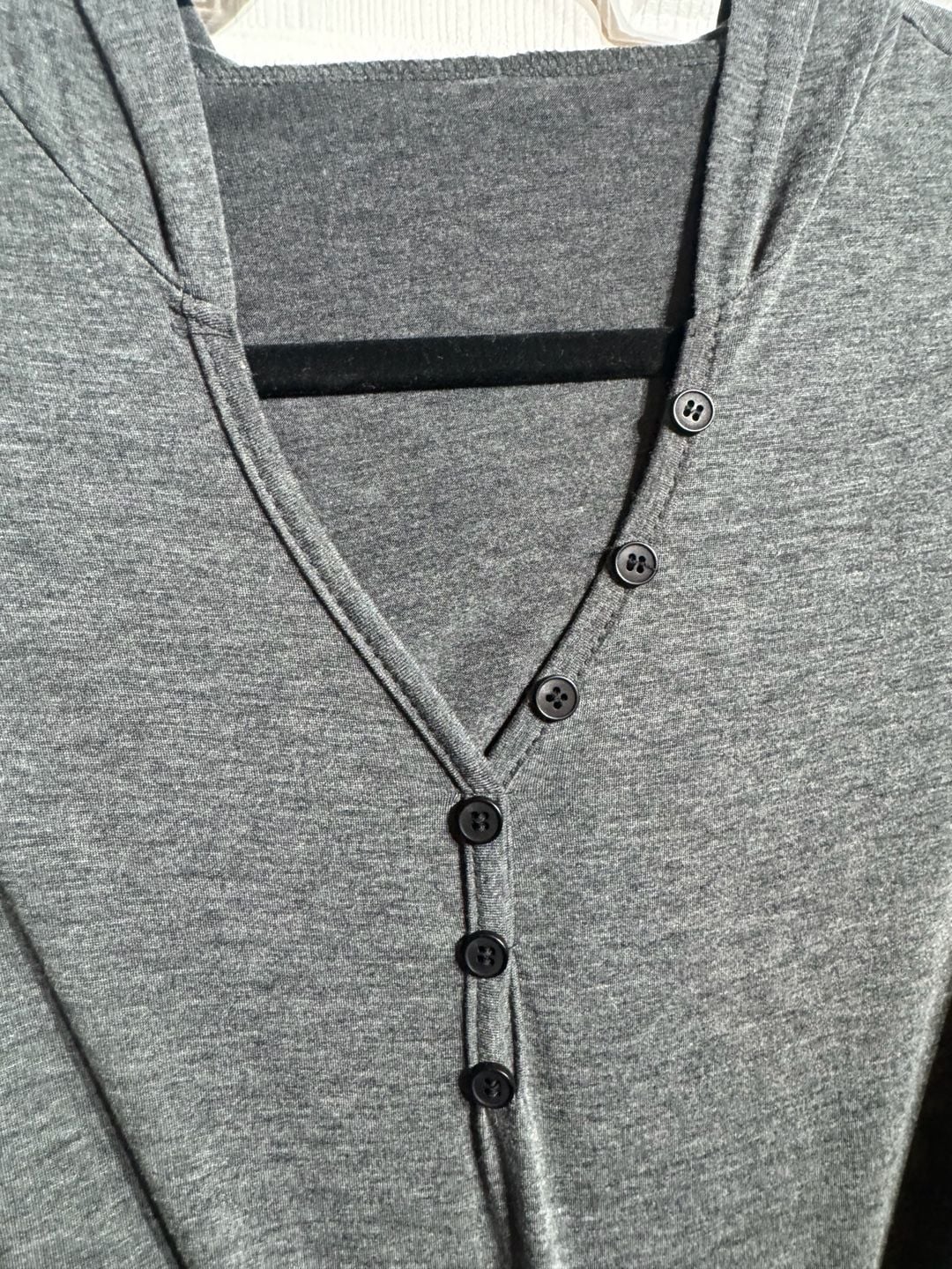 Gray Lightweight Button-Front Hooded Long Sleeve Cropped Pajama Top 7