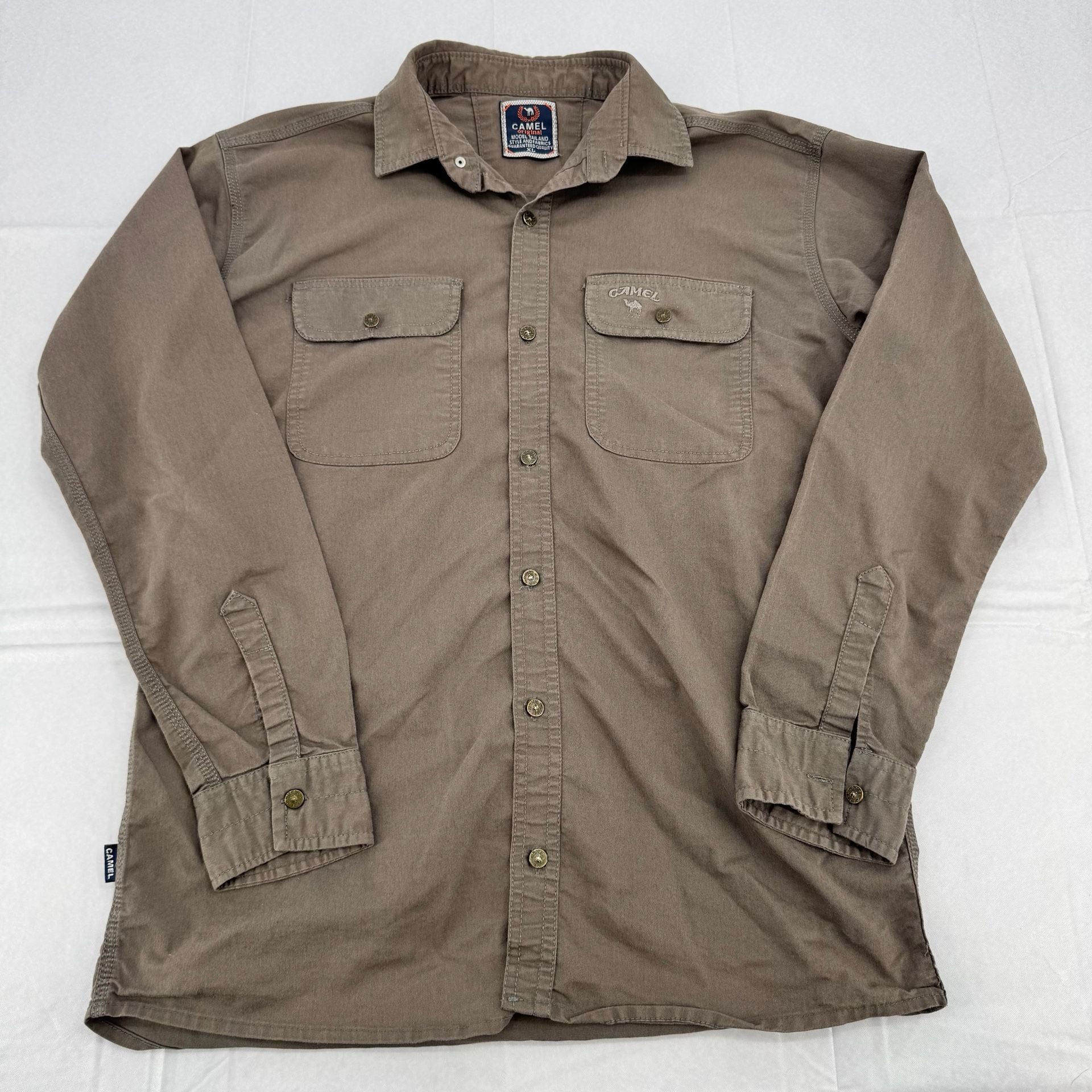 Camel Original Best Model XL Faded Brown Utility Workwear Shirt Y2K Vintage 2