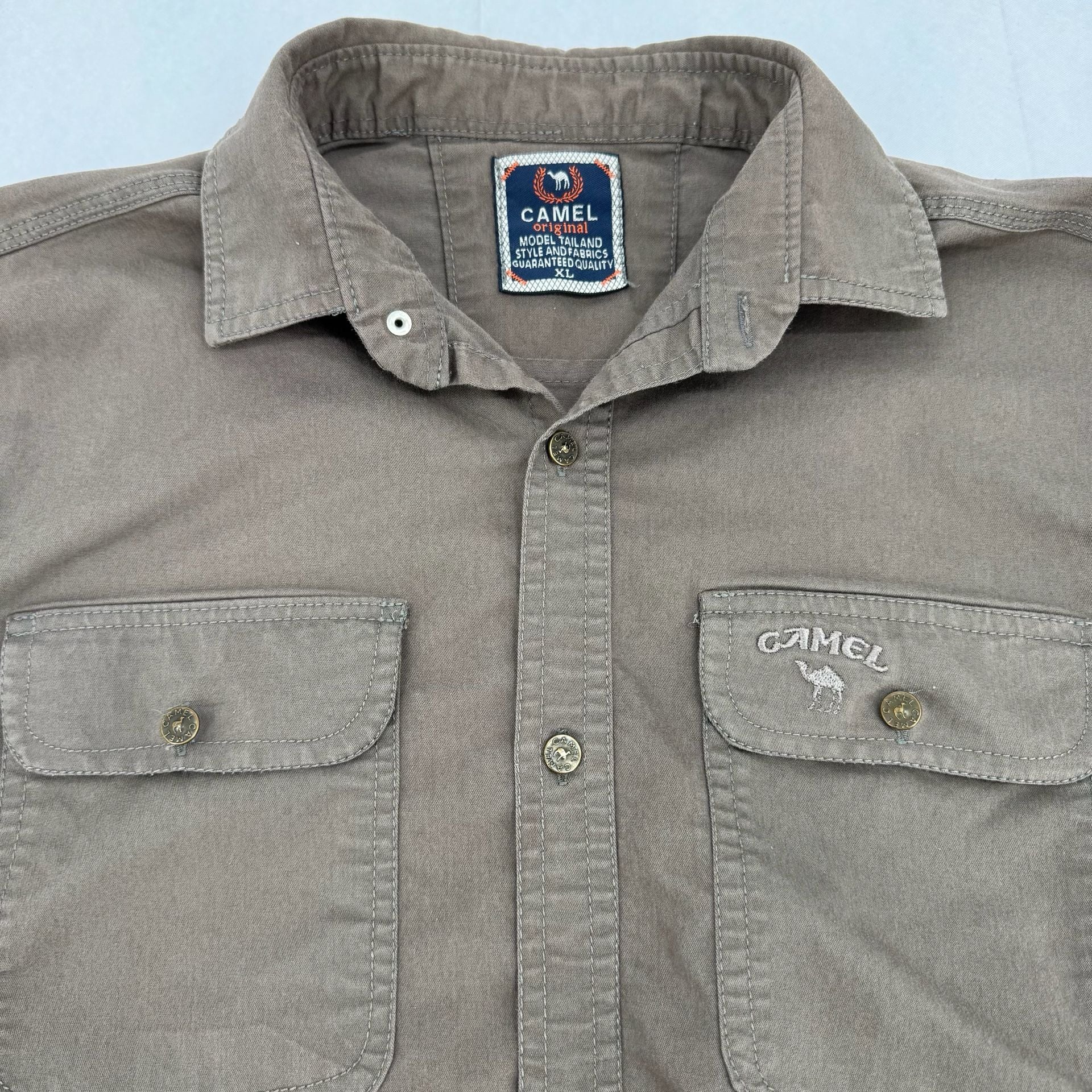 Camel Original Best Model XL Faded Brown Utility Workwear Shirt Y2K Vintage 4