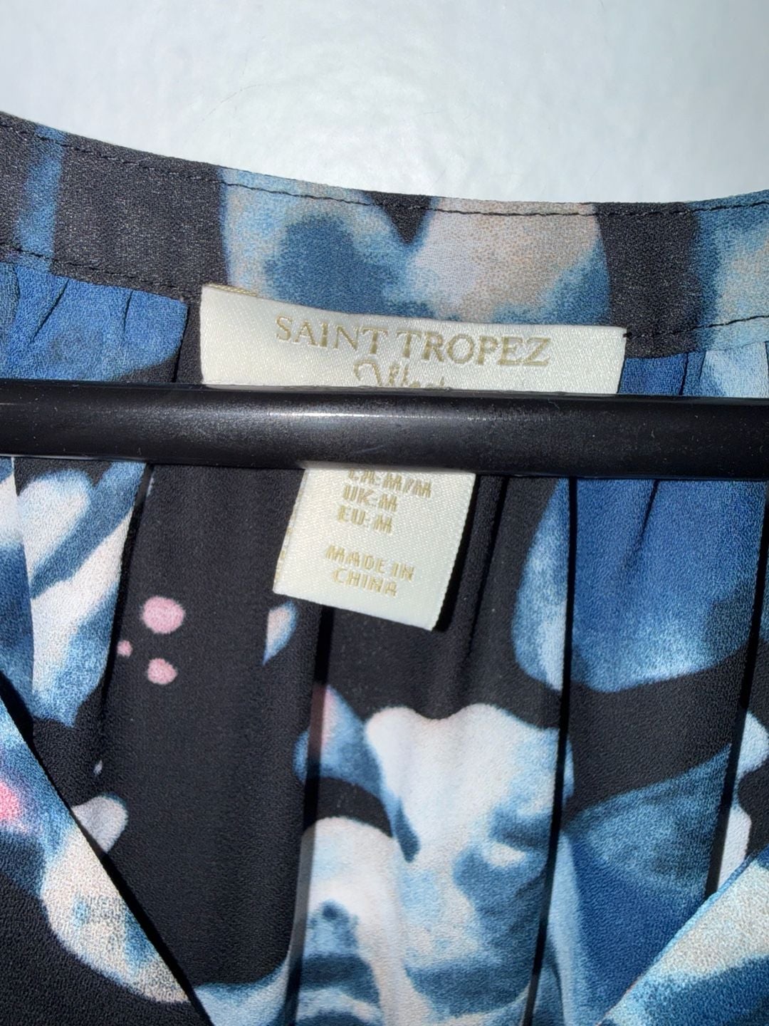 Saint Tropez Floral Blouse Size M Blue Black 4