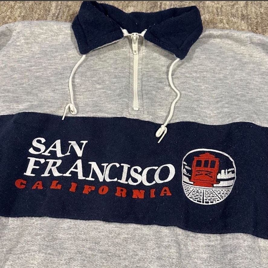 Vintage San Francisco 1/4 Zip Pullover Sweatshirt Gray 3
