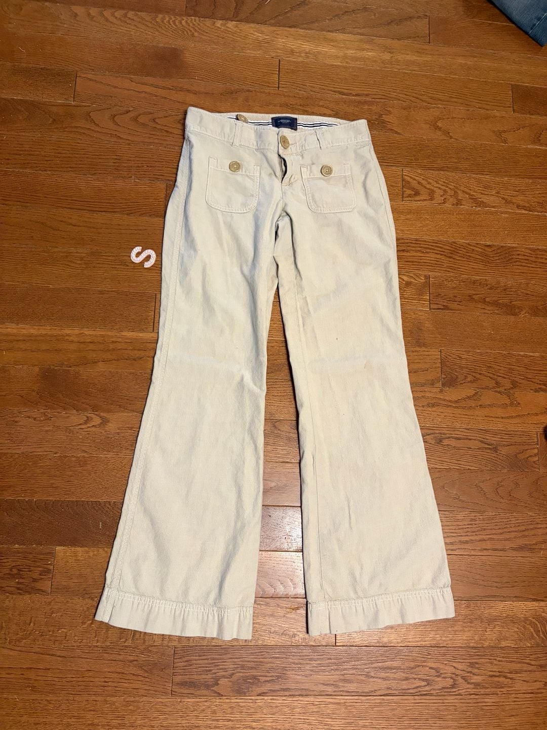 American Eagle Outfitters Pants Size 2 Long Beige Flare Cotton 2