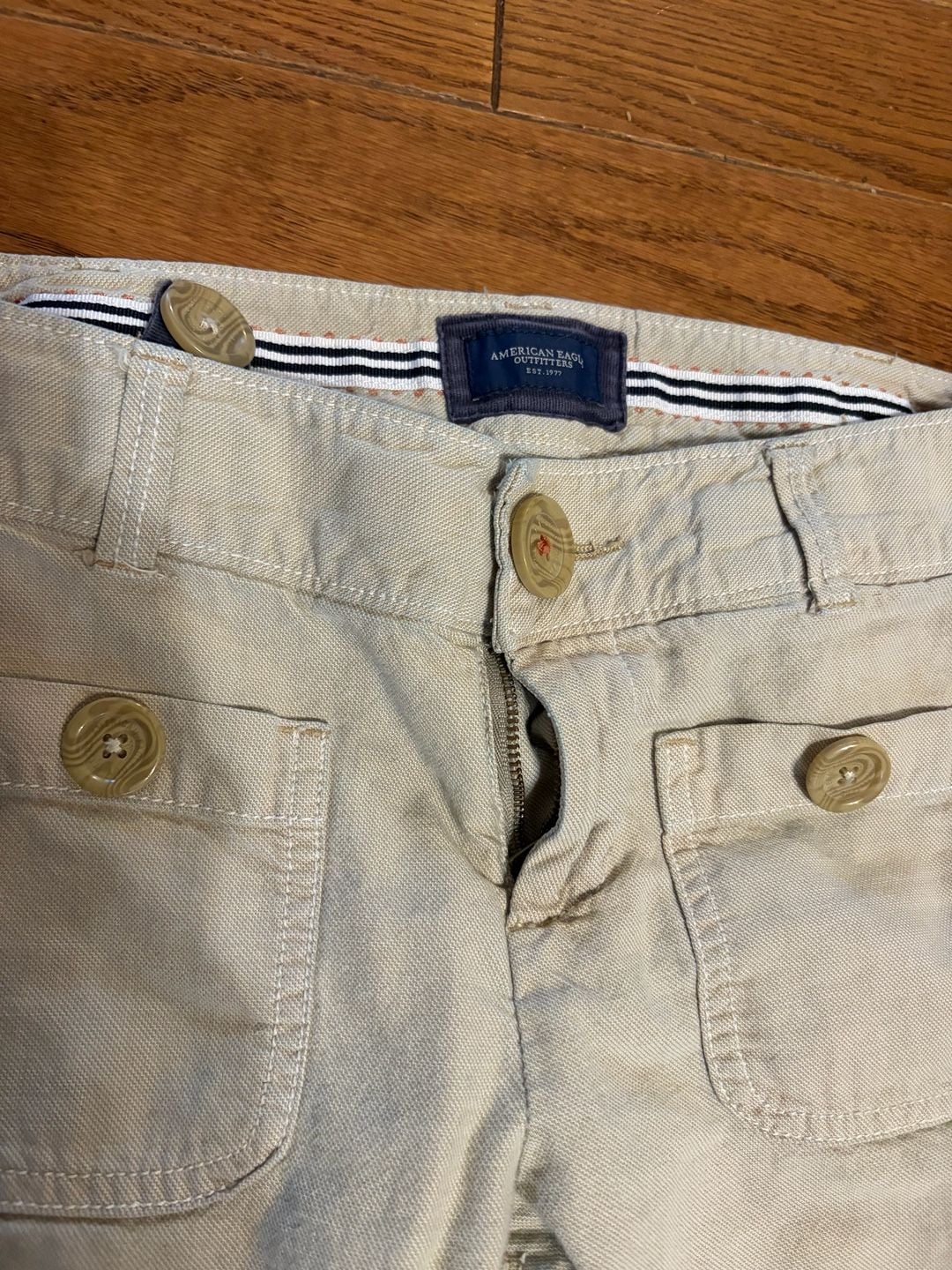 American Eagle Outfitters Pants Size 2 Long Beige Flare Cotton 4