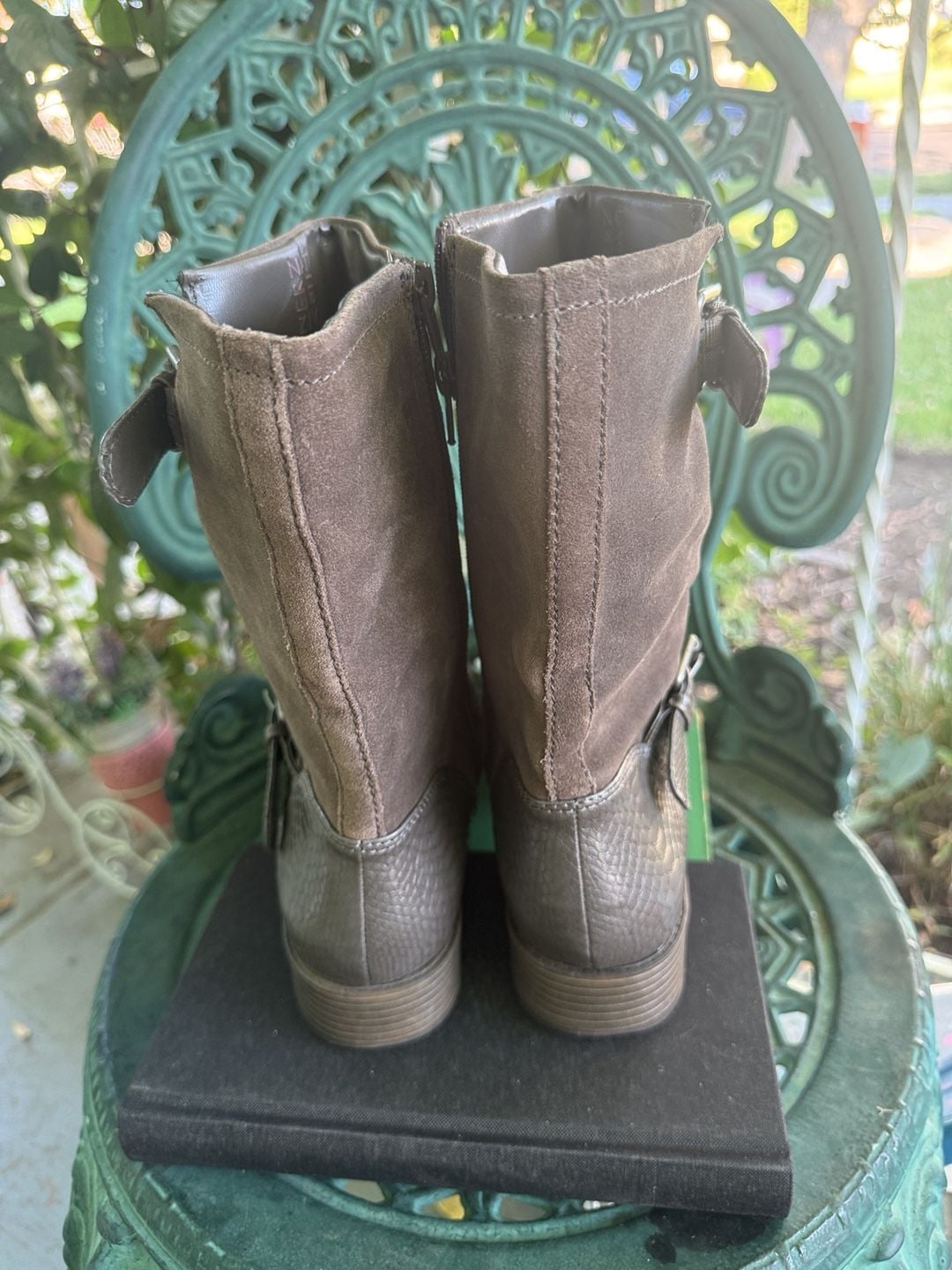 Naturalizer Brown Suede Buckle Mid Calf Boots 9