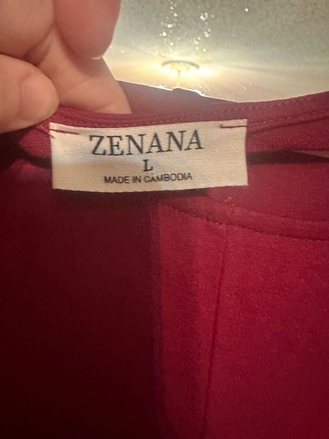 Zenana Top Size L Burgundy Knot Front Short Sleeve Shirt 6