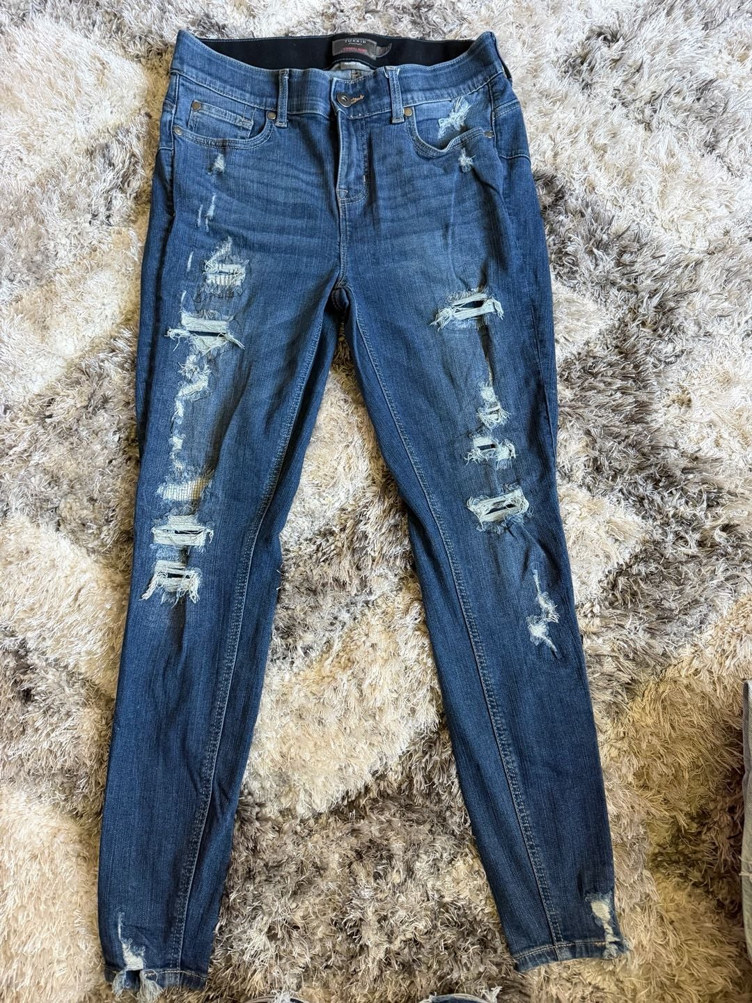 Torrid Bombshell Skinny Jeans Size 12T Distressed Denim 2