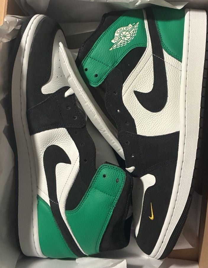Nike Air Jordan 1 Mid Lucky Green Black White Sneakers 2