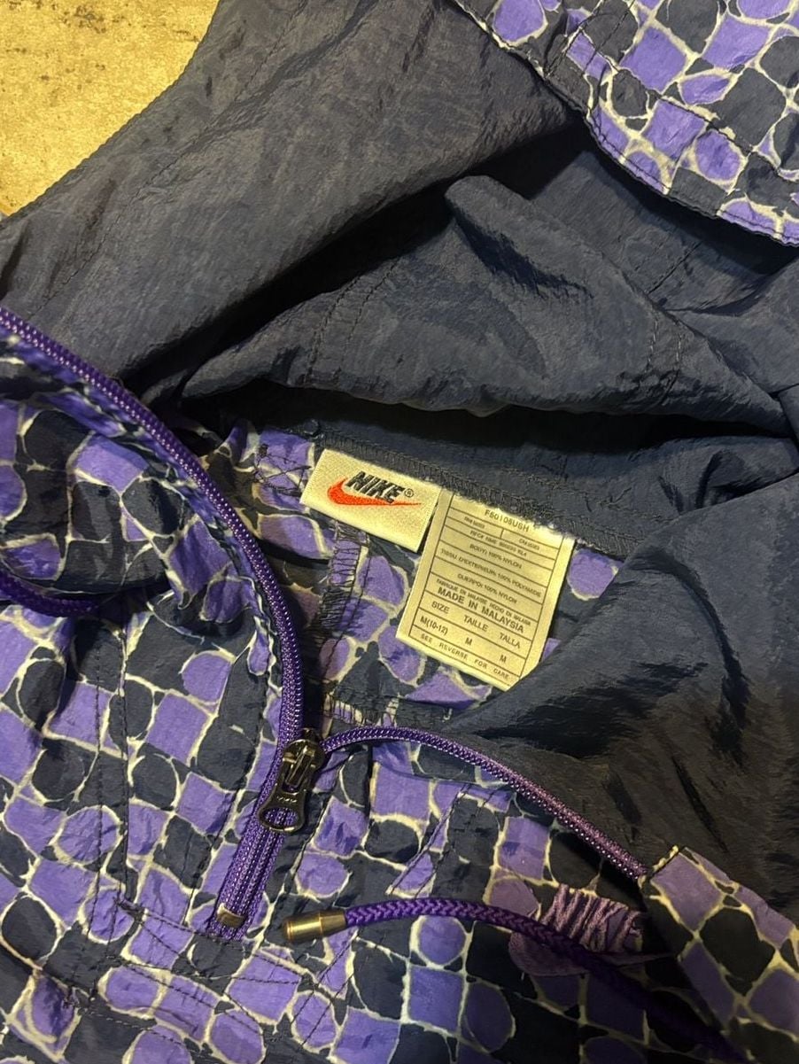 Nike Vintage Anorak Jacket Size M Purple Geometric Pattern Pullover 4