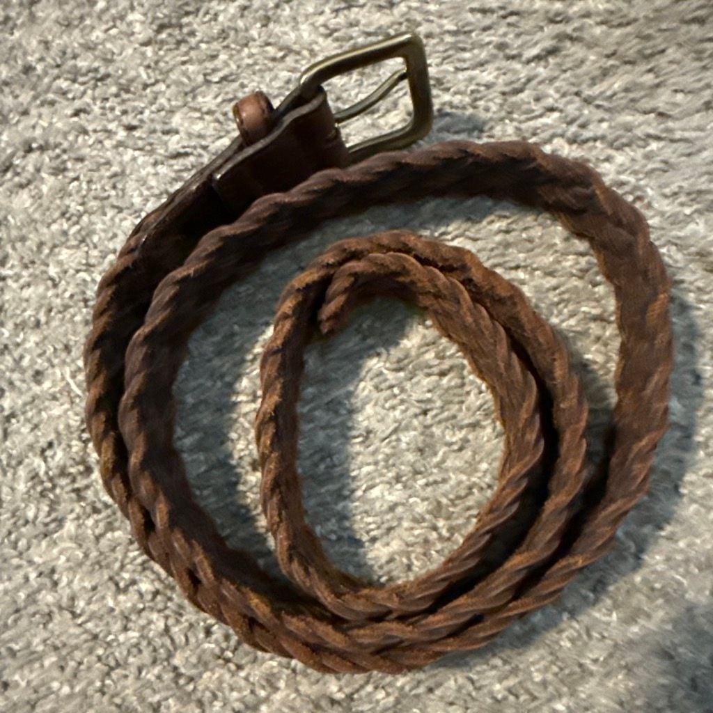 Unbranded Brown Woven Leather Belt Size 40 Brass Buckle 2