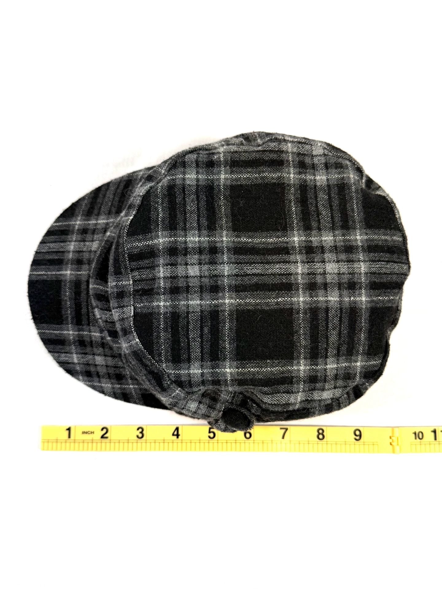 Women's Plaid Cadet Cap Y2K Indie Vanguard Heritage Workwear Whimsigoth Old Money Newsboy Cabbie Hat Black Grey One Size Wool Blend Flannel Buttons Elastic Back Lined Fall Winter 3