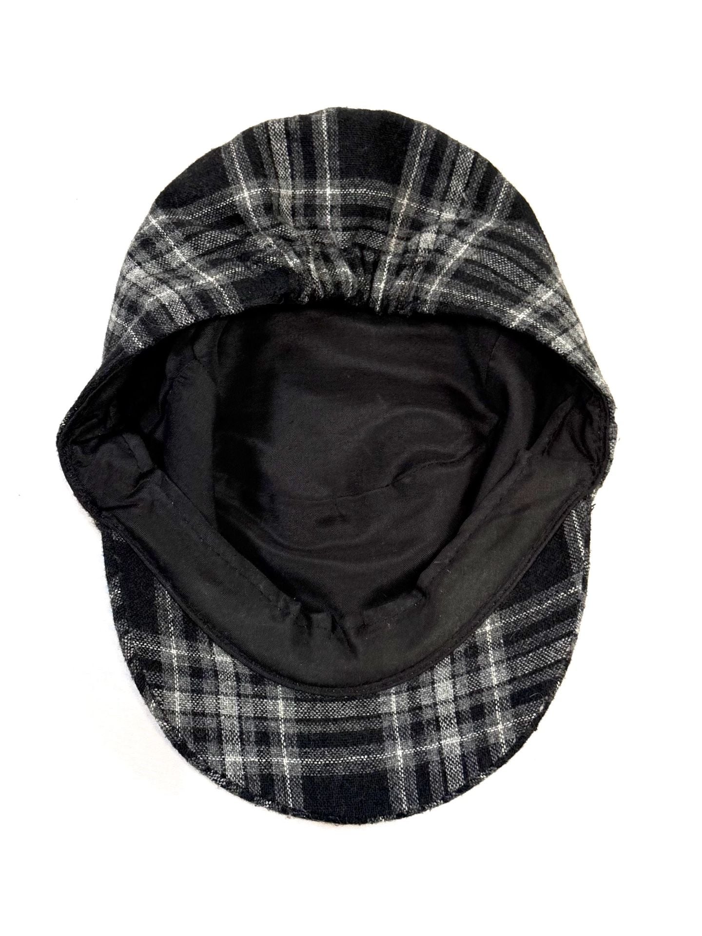 Women's Plaid Cadet Cap Y2K Indie Vanguard Heritage Workwear Whimsigoth Old Money Newsboy Cabbie Hat Black Grey One Size Wool Blend Flannel Buttons Elastic Back Lined Fall Winter 4